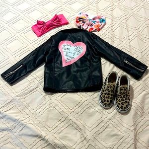 Toddler Girls Jacket, Vans, and Headband Set